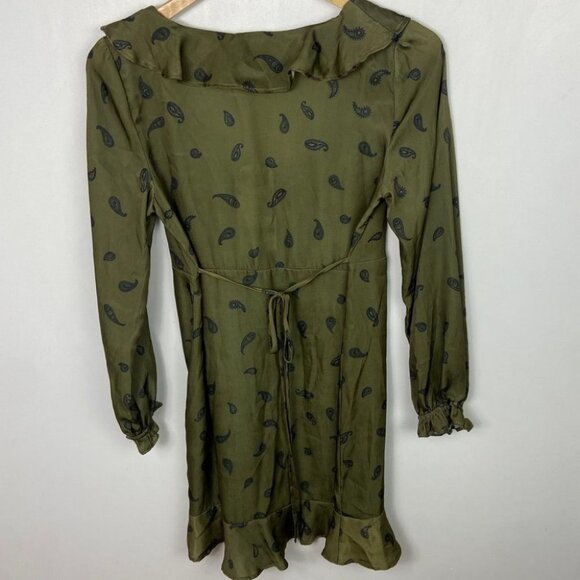 NWT Show Me Your Mumu‎ Olive Green Ruffle Long Sleeve Dress Size Small New Tags - Picture 6 of 11